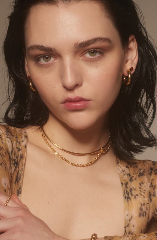 Lady Grey Tilt Hoop Earrings In Gold/red