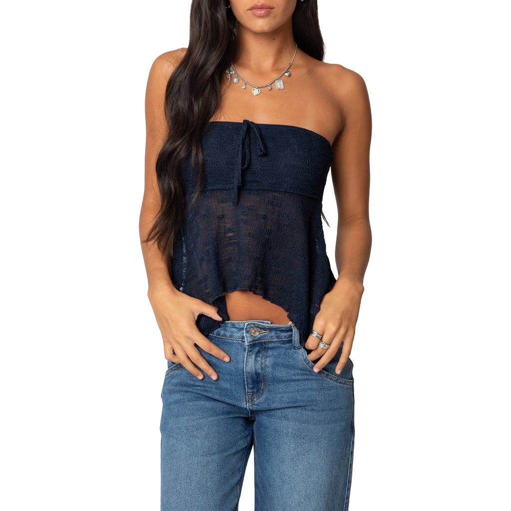EDIKTED EDIKTED EMBROIDERED SHEER STRAPLESS TOP