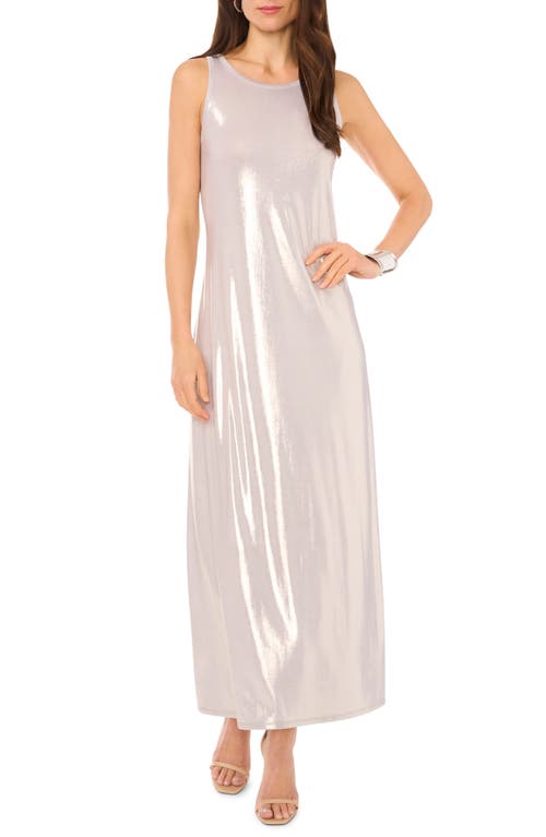 Shop Vince Camuto Shimmer Sleeveless Maxi Dress In Silver