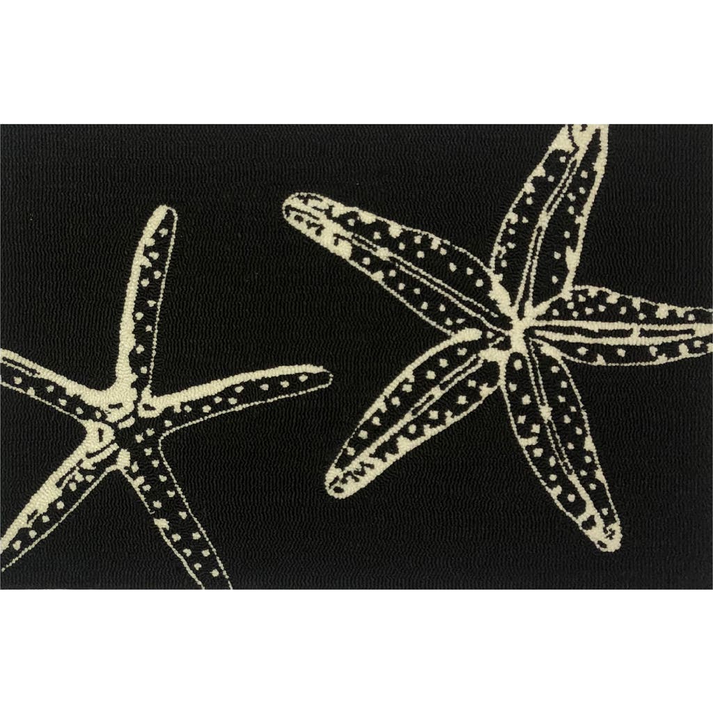 R16 Home Starfish Outline Indoor/outdoor Doormat In Black White
