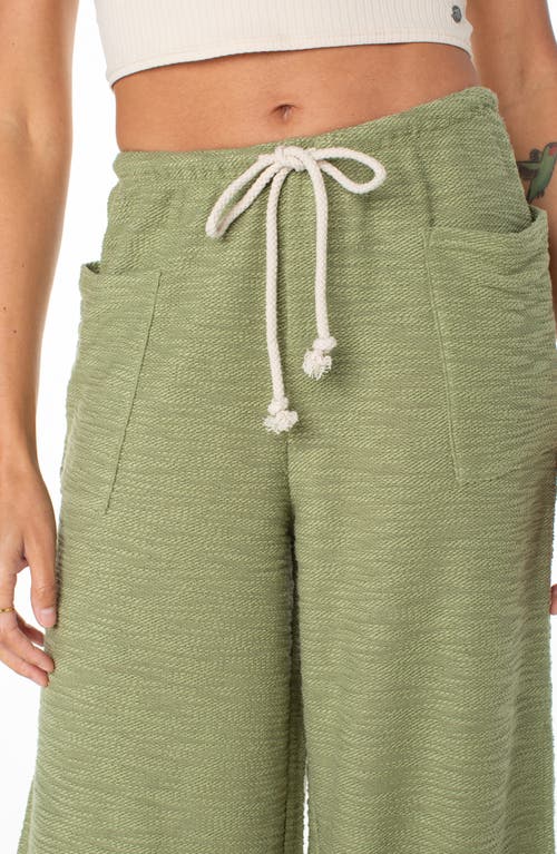 Roxy Beach Breeze Split Hem Pants In Oil Green