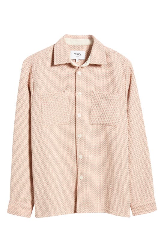 Shop Wax London Whiting Regular Fit Cotton Overshirt In Pink / Ecru
