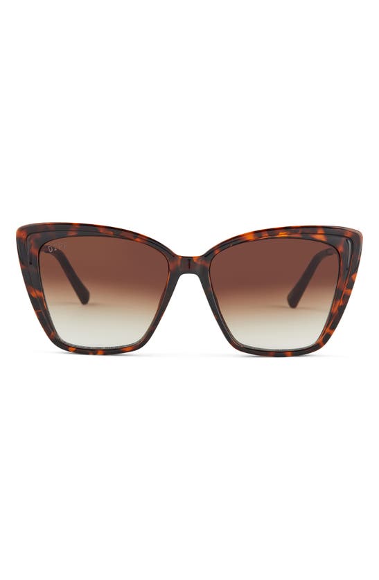 Diff Heidi 56mm Cat Eye Sunglasses In Black Brown Tort Brown