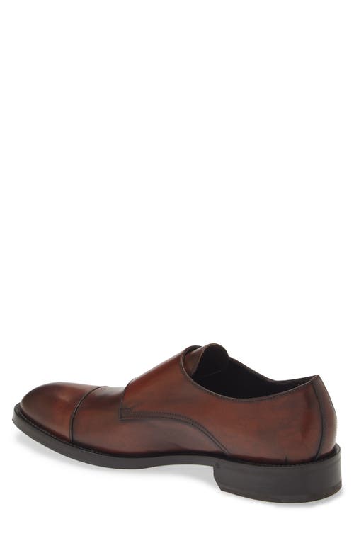 Shop Canali Cap Toe Double Monk Strap Shoe In Brown