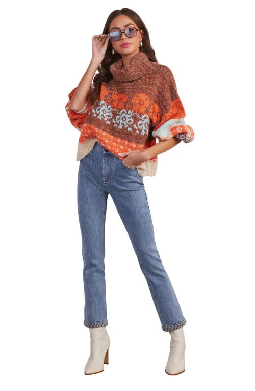 Vici Collection Monet Turtleneck Sweater In Orange Multi