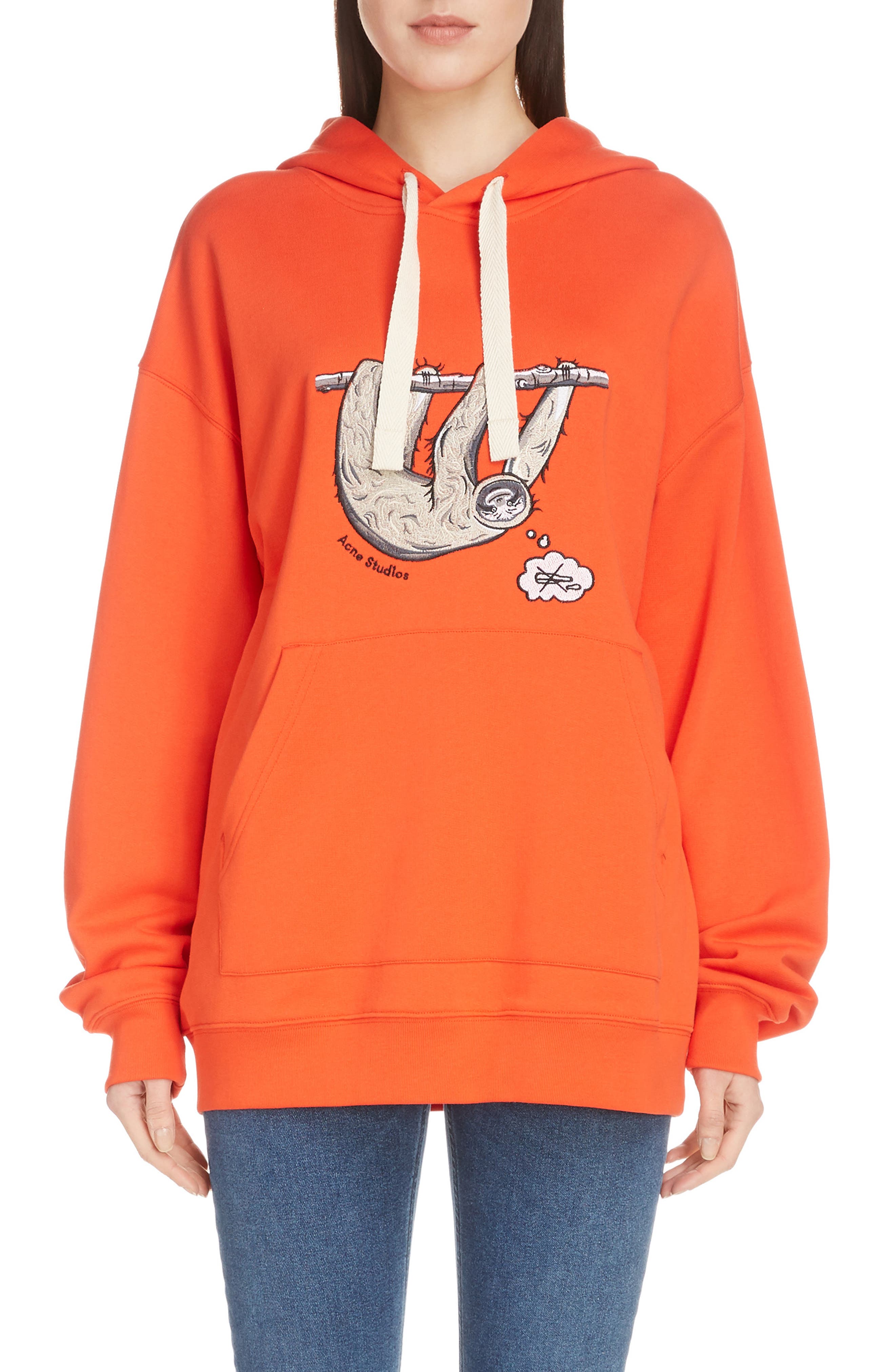 acne studios red hoodie