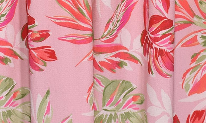Shop Iris & Ivy Kids' Palm Leaf Print Chiffon Dress In Blush
