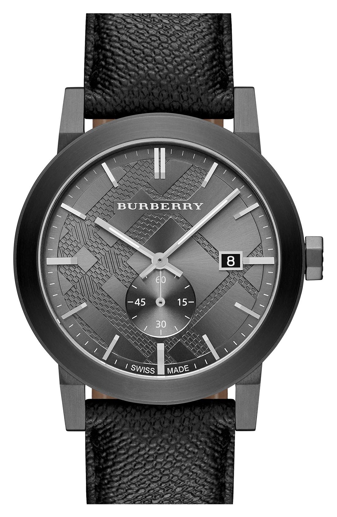 Burberry Check Stamped Dial & Strap Watch, 42mm Nordstrom