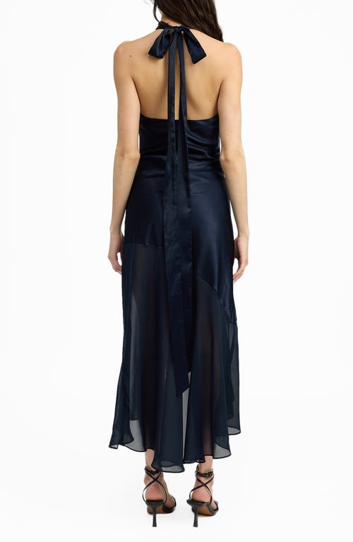 Shop En Saison Hudson Satin High-low Midi Dress In Navy