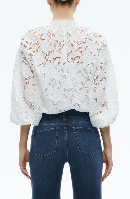 Shop Alice And Olivia Alice + Olivia Aislyn Floral Lace Shirt In Off White