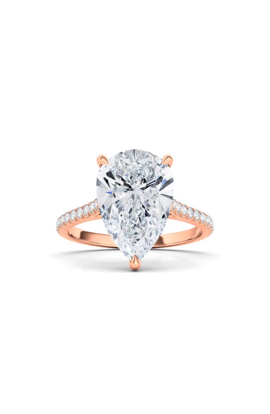 Hautecarat Everyday By  Pear Cut & Pavé Lab Created Diamond 18k Gold Ring In 18k Rose Gold