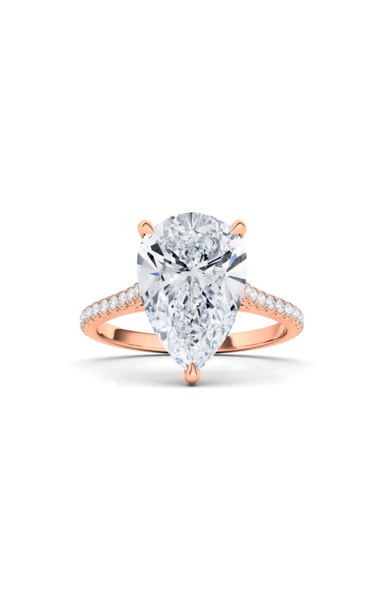 Shop Hautecarat Pear Cut & Pavé Lab Created Diamond 18k Gold Ring In 18k Rose Gold