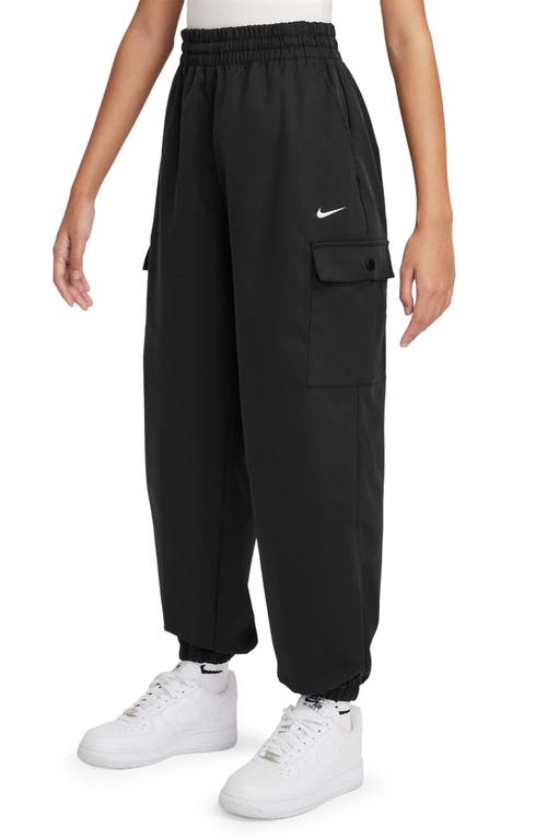 Shop Nike Kids' Dri-fit Relaxed Fit Cargo Pants In Black/white