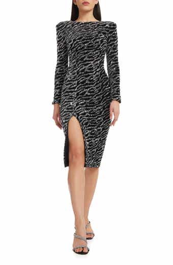 CHARITY Black Sequin Long Sleeve Mini Dress