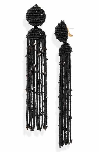 Black tassel clip on earrings clearance