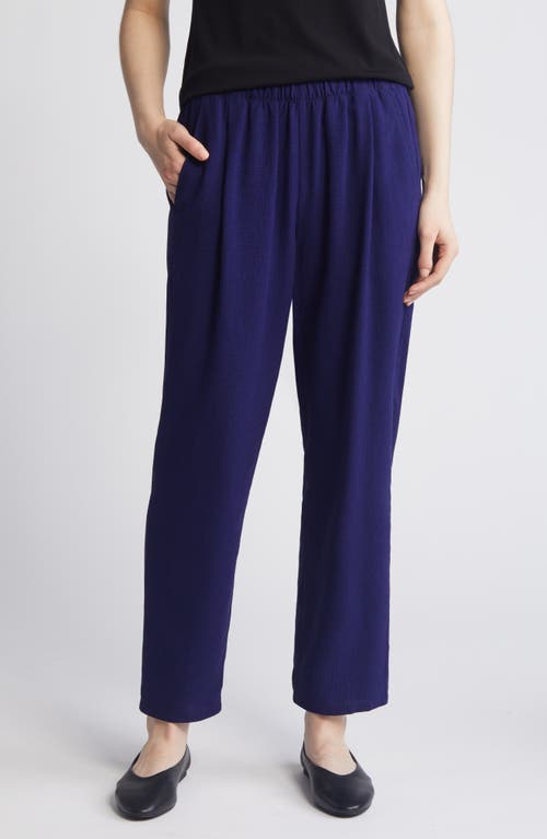 Shop Eileen Fisher Check Tapered Ankle Pants In Blue Violet