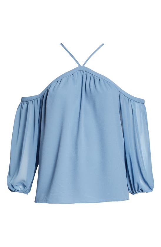 1.state Trendy Plus Size Cold-shoulder Blouse In Blue