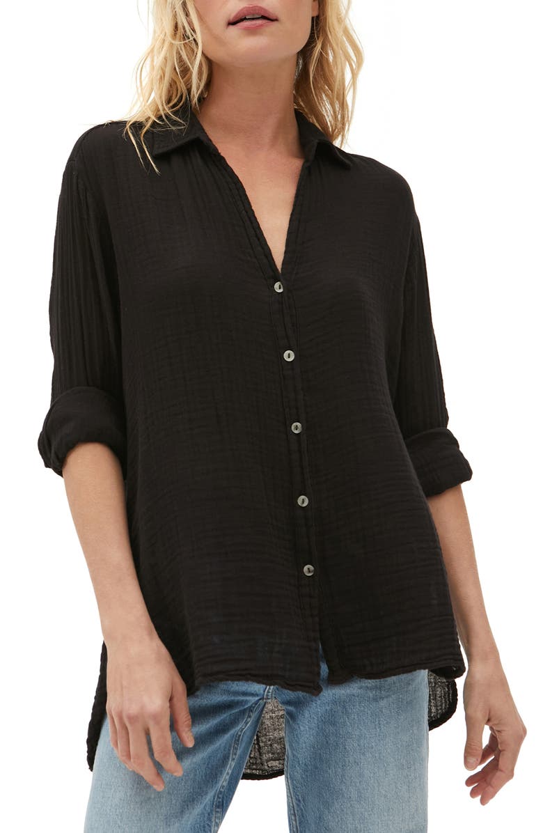 Michael Stars Leo High-Low Cotton Gauze Button-Up Shirt | Nordstrom