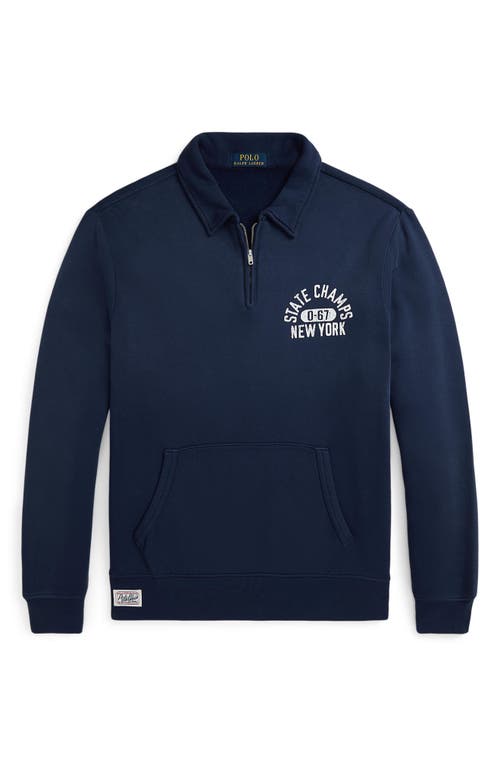 Shop Polo Ralph Lauren Seasonal Fleece Quarter Zip Pullover In Cruise Navy