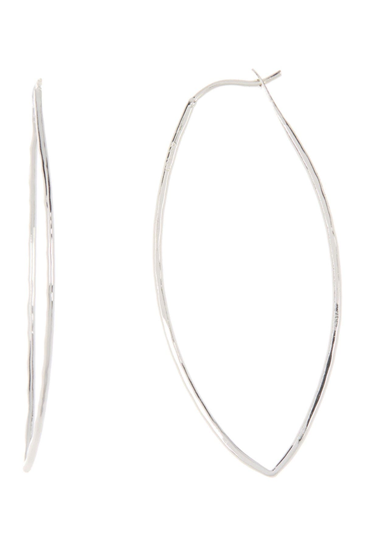 Lightly Hammered Medium Silver Hoop Earrings Sterling Silver Earrings Avocado Shaped Hoop Earrings Hammered Sterling Silver Oval Hoops