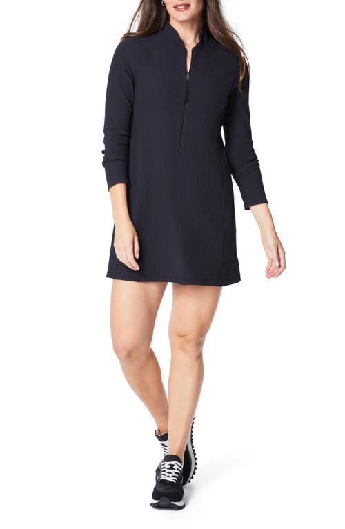 SPANX® Half-Zip Rib Minidress in Very Black 