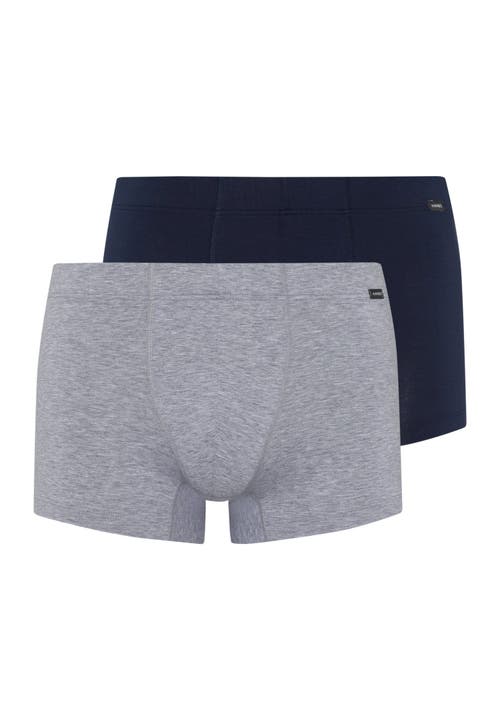 Hanro Men's 2-pack Cotton Essentials Boxer Briefs In Light Melange/deep Navy