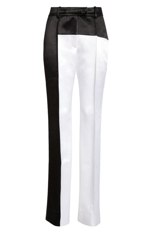 Satin Straight Leg Pants in Black/White