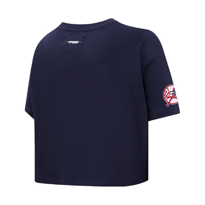 Shop Pro Standard Navy New York Yankees Painted Sky Boxy Cropped T-shirt