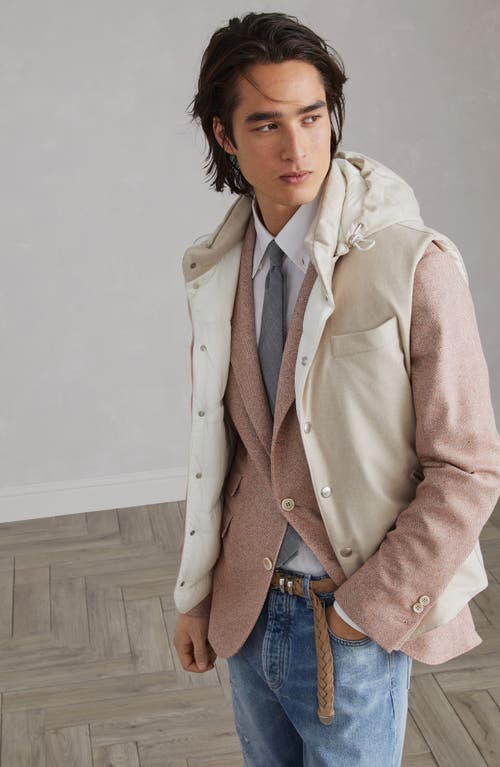 Shop Brunello Cucinelli Flannel Down Vest In Sand