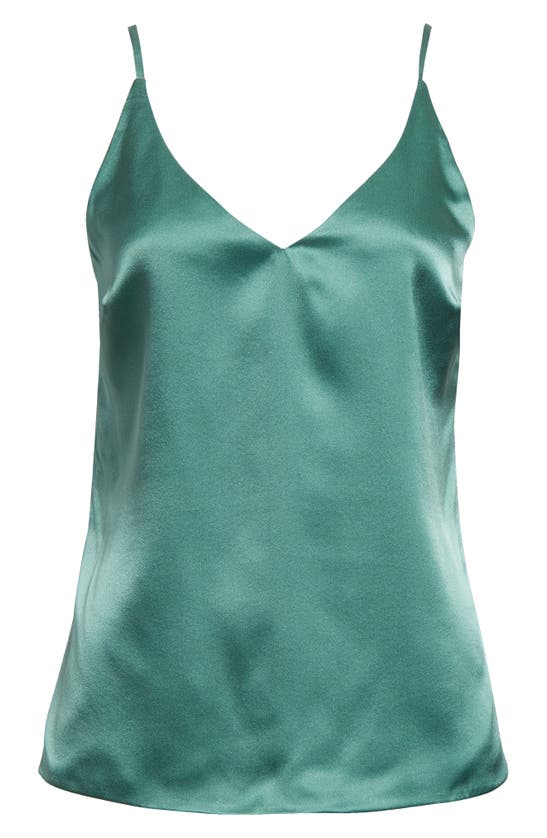 Shop L Agence Gabriella V-neck Silk Camisole In Green Jasper