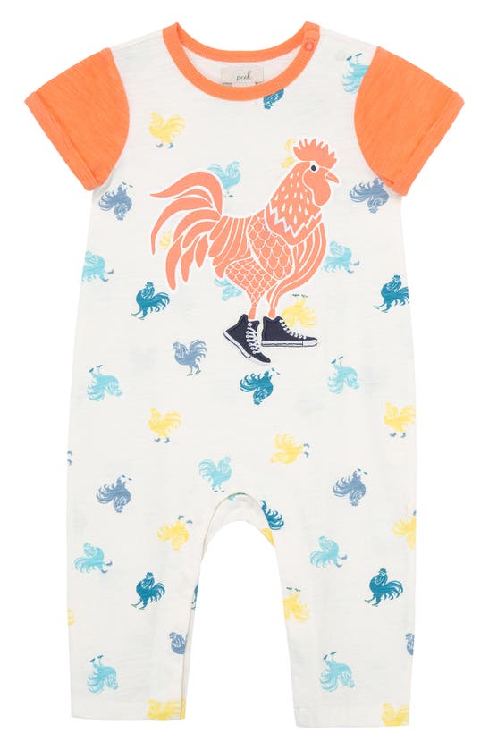 Peek Aren't You Curious Babies' Rusty Rooster Romper In Print