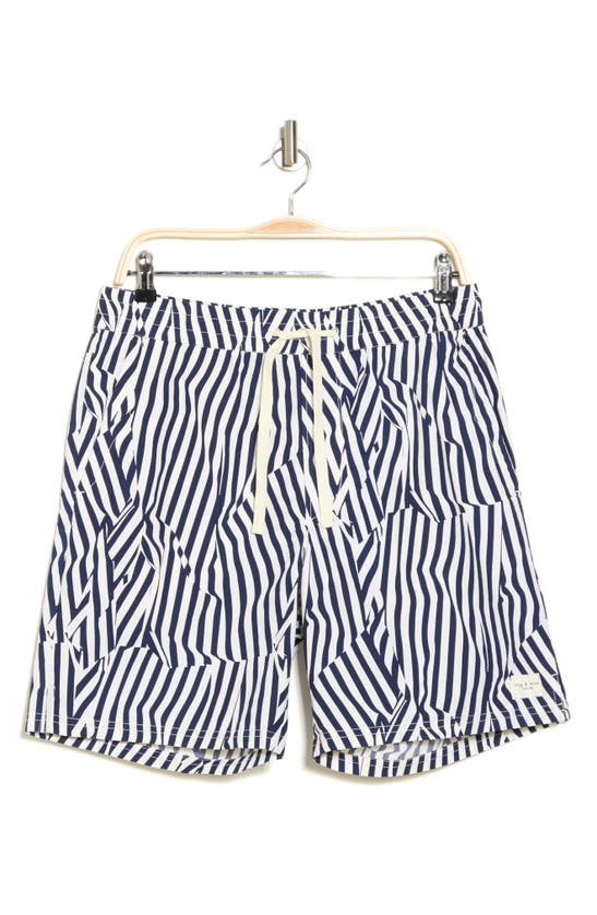 Shop Rag & Bone Fletcher Cotton Shorts In Navy Stripe