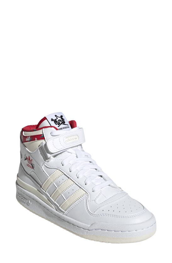 Adidas Originals X Thebe Magugu Forum Sneakers In White/ Off White/ Power Red