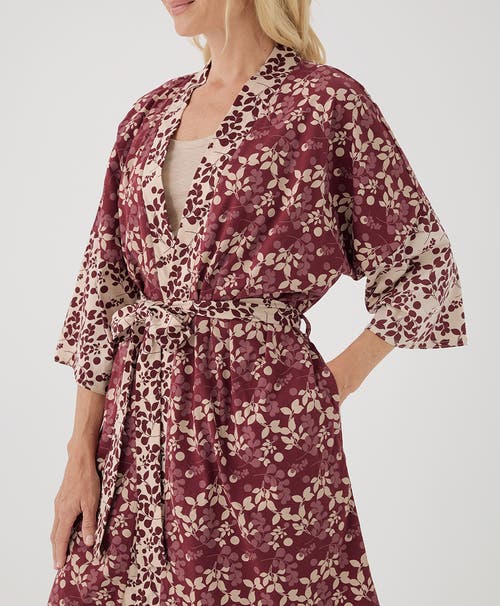 Shop Pact Organic Staycation Short Robe In Berry Sprigs