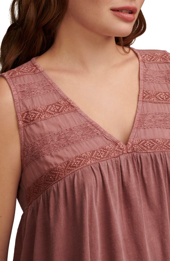 Shop Lucky Brand Lace Trim Tunic Tank In Rose Brown