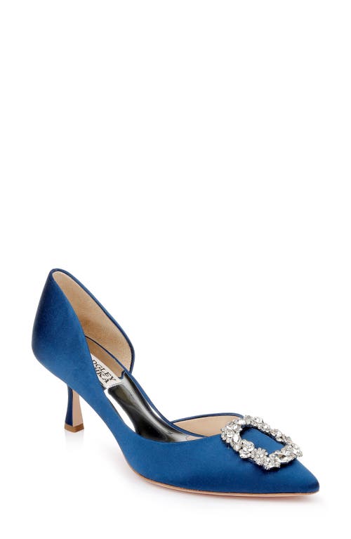 Fabia Embellished Pointed Toe Pump in Navy Satin
