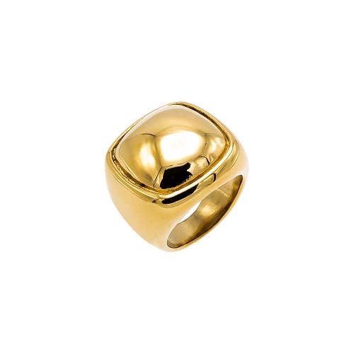 Shop Adina Eden By  Square Signet Style Statement Ring In Gold