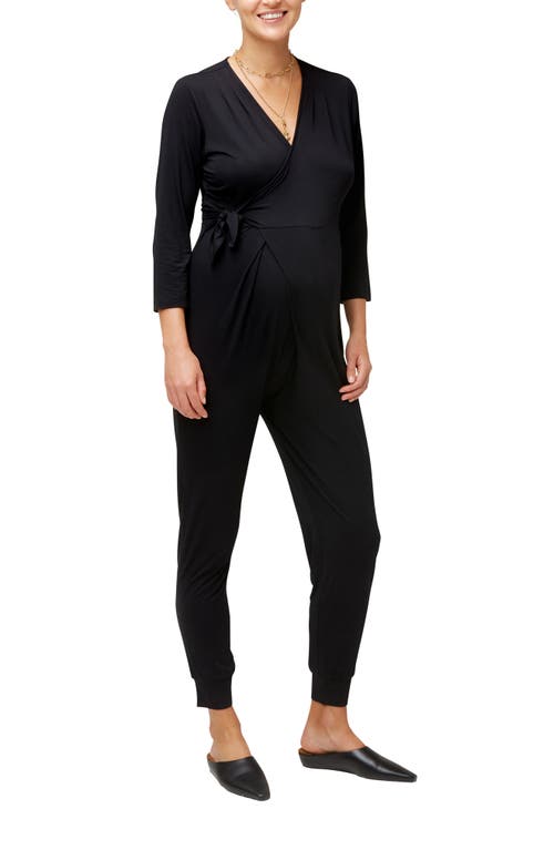 Amabella Maternity Nursing Jumpsuit in Black
