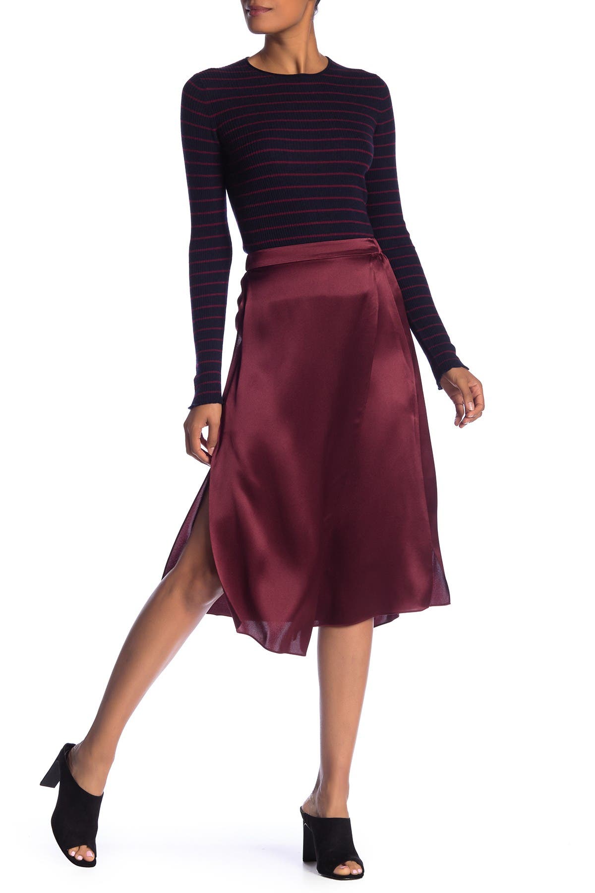 vince draped silk panel midi dress