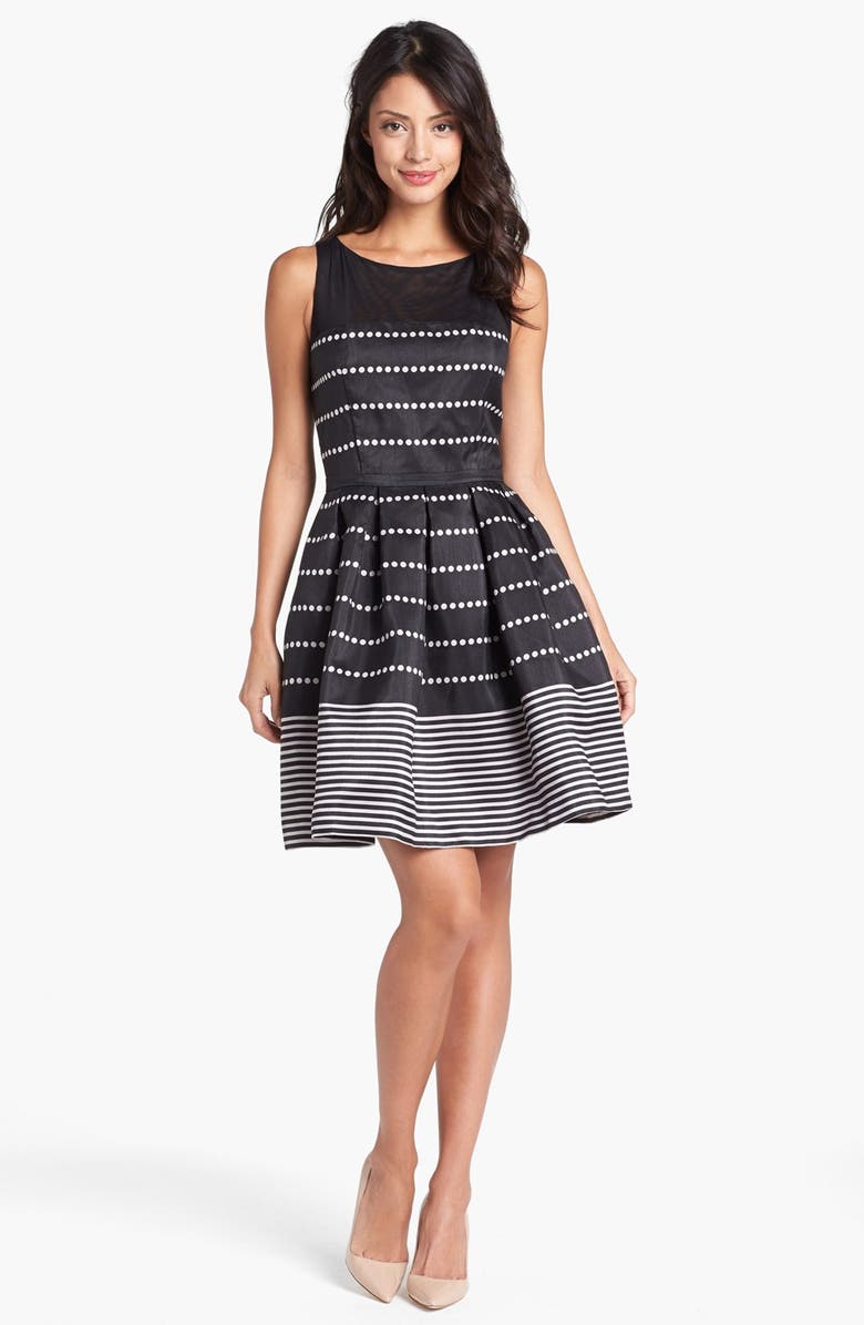 Taylor Dresses Polka Dot Stripe Fit & Flare Dress | Nordstrom