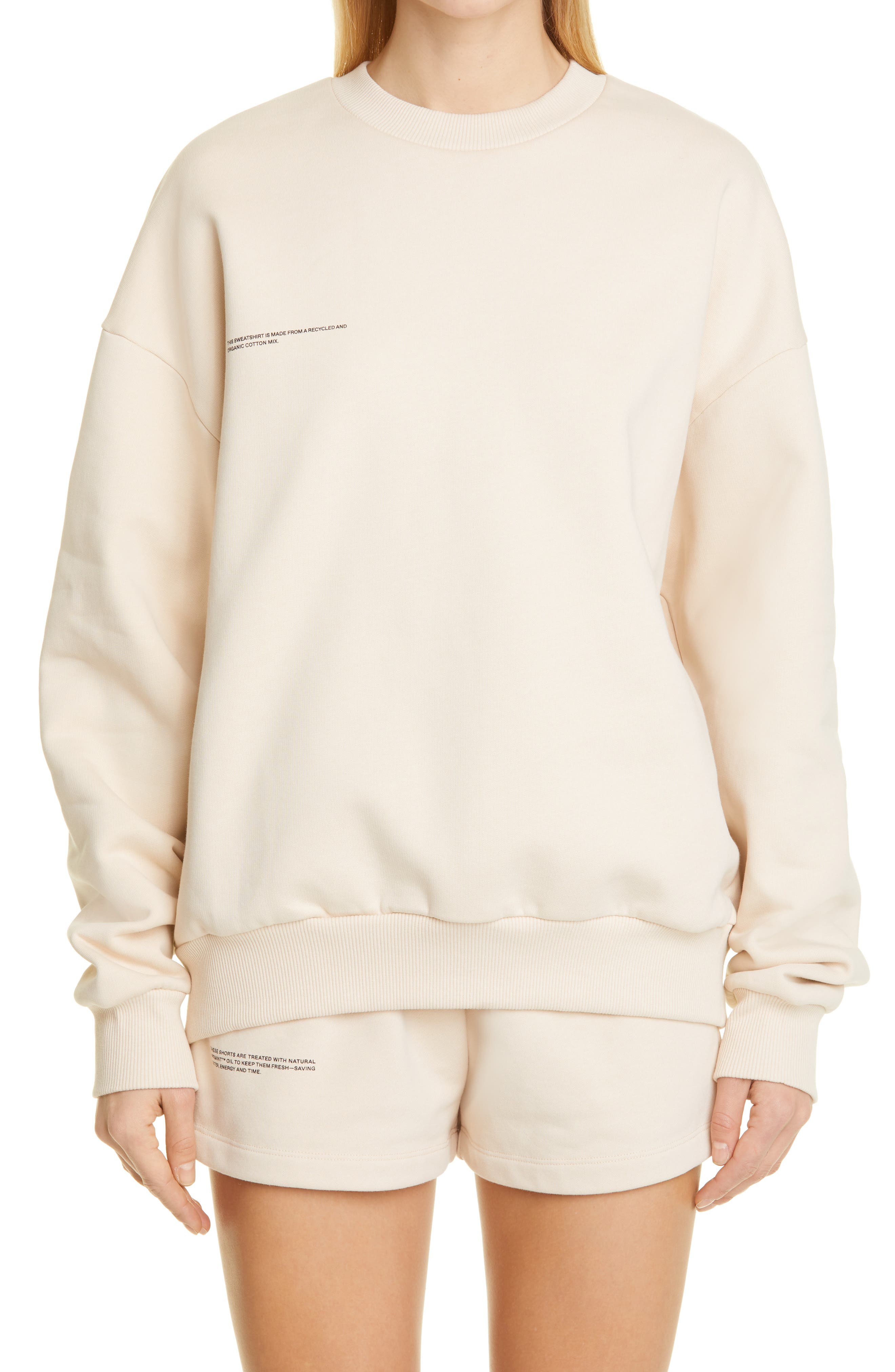 beige crew neck jumper