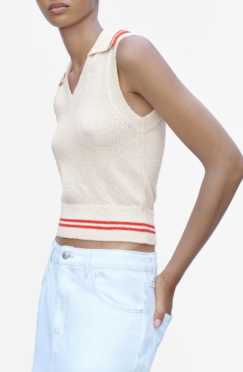 Mango Stripe Sleeveless Sweater Vest In Ecru