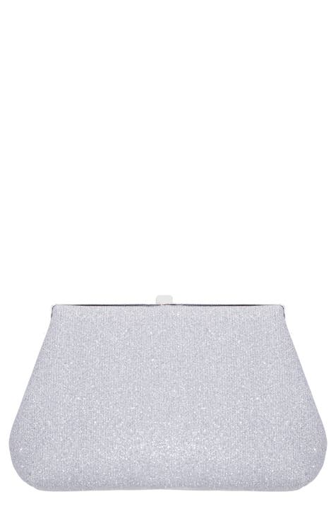 Silver Heart metal clutch bag, Staud