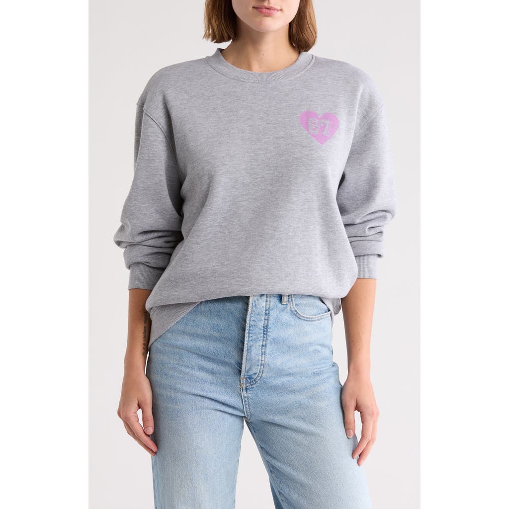Shop Vinyl Icons 87 Lover Oversize Fleece Sweatshirt In Heather Grey