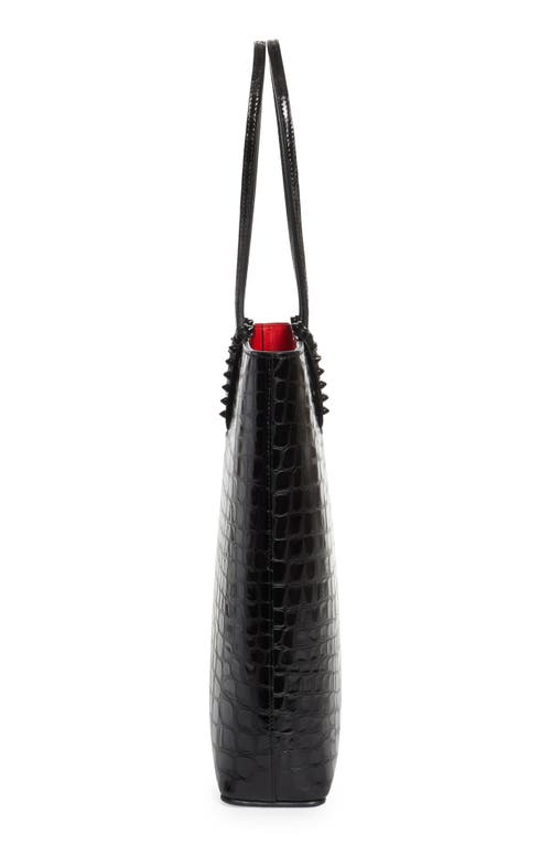 Shop Christian Louboutin Cabata Croc Embossed Leather Tote In Bk01 Black