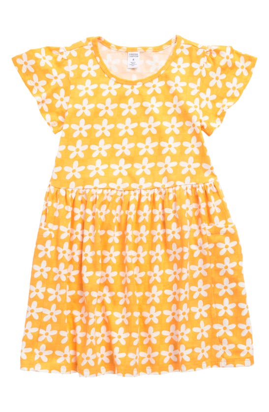 Harper Canyon Kids' Pocket T-shirt Dress In Yellow Agate Daisy Grid