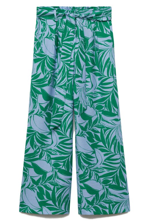 MANGO MANGO PRINT HIGH WAIST WIDE LEG PANTS 