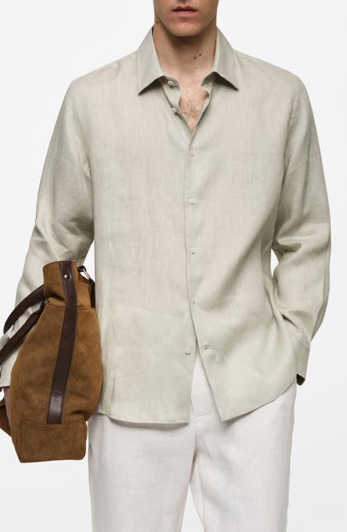 Mango Men's Linen Shirt In Aqua Green