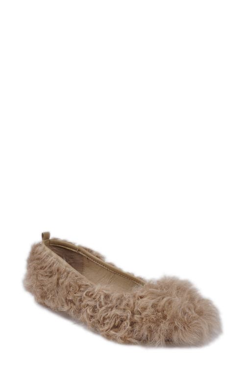 Artisan Crafted By Zigi Quincy Faux Fur Flat In Beige Leather