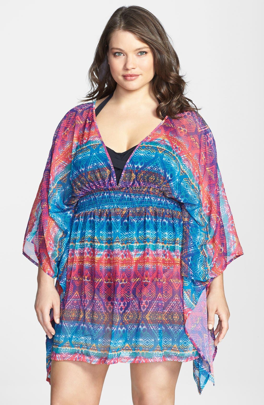 Jessica Simpson 'Tulum' Chiffon Cutout Back CoverUp Dress (Plus Size